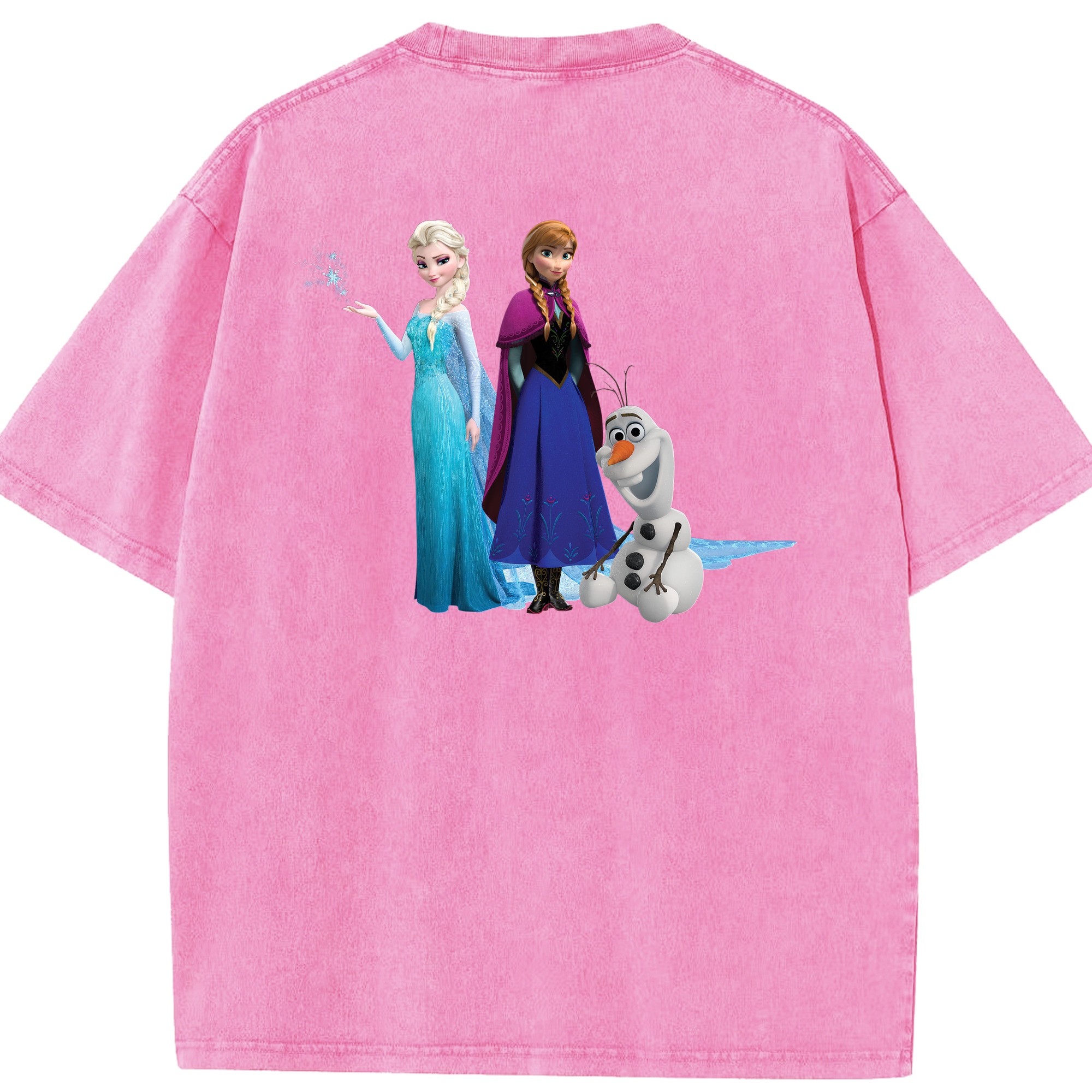 （画像用） アナと雪の女王 アンナ エルサ Frozen Anna Elsa 綿100% ヴィンテージ風 半袖Tシャツ（背面プリント）
